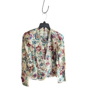 Nah Nah Collection vintage floral pearl and embroidery trim pleated blazer Sz 10